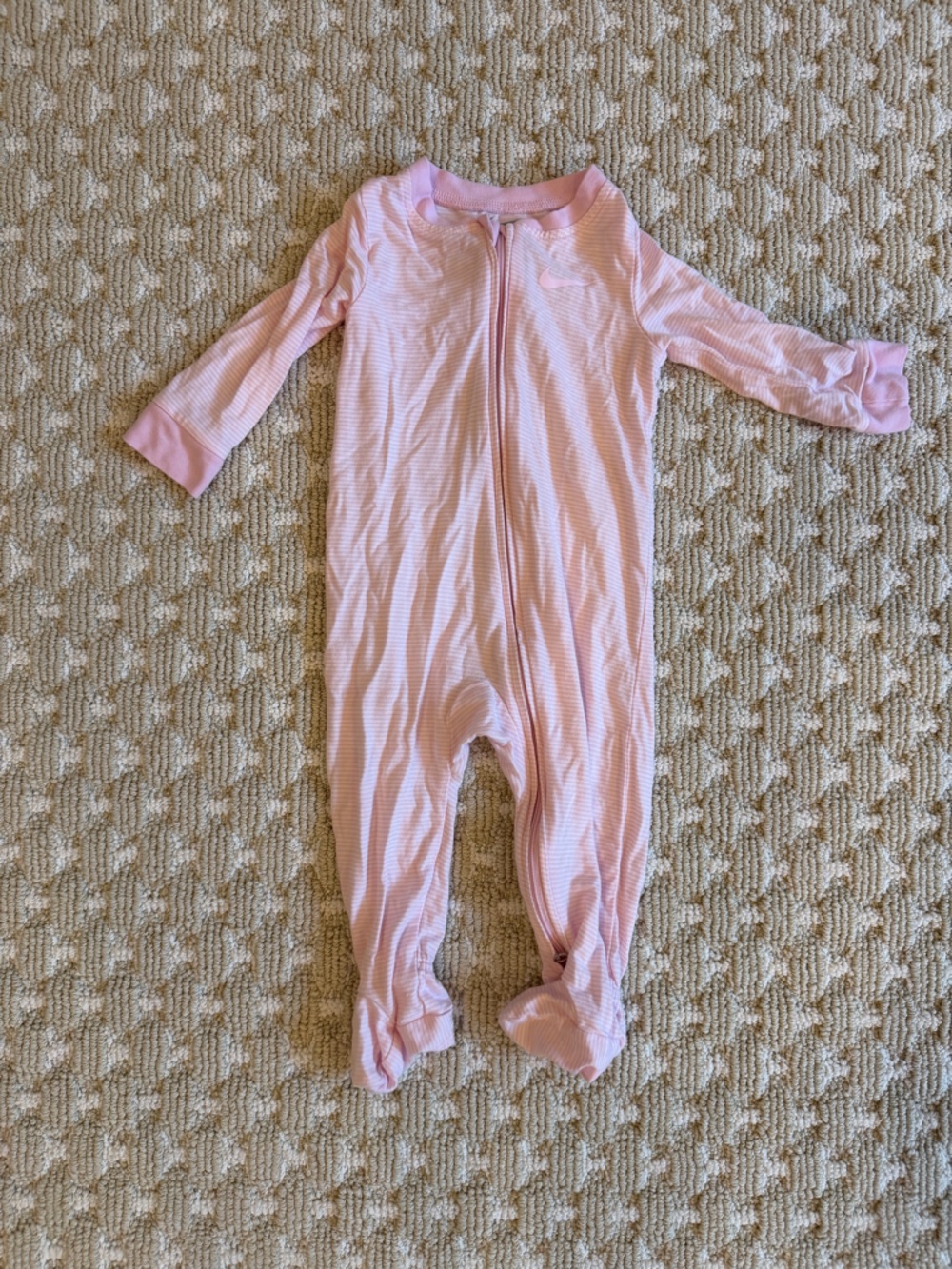 Nike Pink Long-Sleeve Footed One-Piece